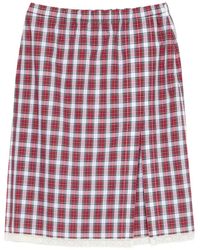 N°21 - Check-Pattern Lace-Trim Midi Skirt - Lyst