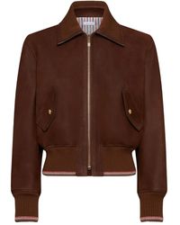 Thom Browne - Longbeach Nubux Cropped Flight Jacket - Lyst