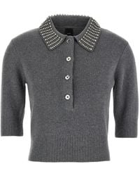 Pinko - Crystal-Collar Short-Sleeve Top - Lyst