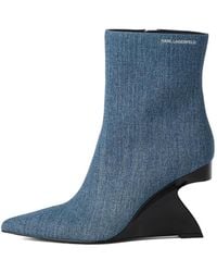 KARL LAGERFELD - Sculptural-Wedge Denim Boots - Lyst