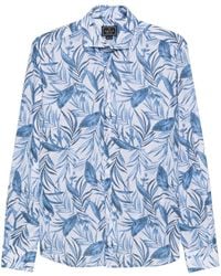 Orian - Leaf-Print Cotton Shirt - Lyst