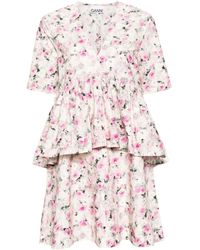 Ganni - Mini-jurk Met Bloemenprint - Lyst
