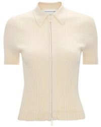 Victoria Beckham - Ribbed-Knit Short-Sleeve Shirt - Lyst
