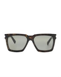 Saint Laurent - Tortoiseshell-Effect Square-Frame Sunglasses - Lyst