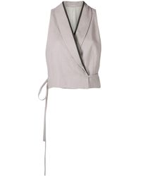 Brunello Cucinelli - Cropped Silk-linen Gilet Jacket - Lyst