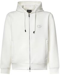 Emporio Armani - Logo-Embroidered Zip-Up Hoodie - Lyst