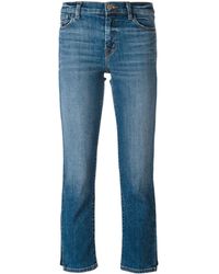 J Brand Cropped-Jeans mit seitlichem Farbkontrast - Blau