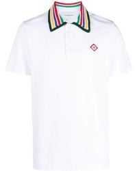 Casablanca - Striped-collar Regular-fit Organic-cotton Piqué Polo Shirt - Lyst