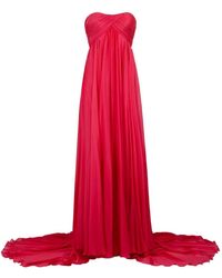 Roberto Cavalli - Pleated Strapless Maxi Dress - Lyst