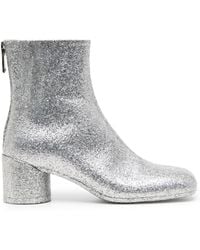 MM6 by Maison Martin Margiela - Square-toe Glitter Ankle Boots - Lyst