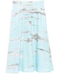 Moschino - Cloud-Print Cotton Midi Skirt - Lyst