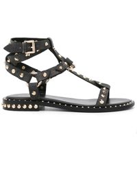 Ash - Cracked Leather Studded Sandals - Lyst