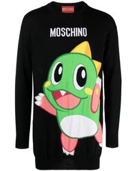 Moschino - Cartoon-Embroidered Fine-Knit Mini Dress - Lyst