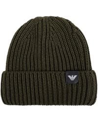 Emporio Armani - Gebreide Muts Met Logopatch - Lyst