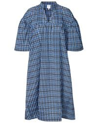 Baum und Pferdgarten - Aslau Gingham Puff-Sleeve Midi Dress - Lyst