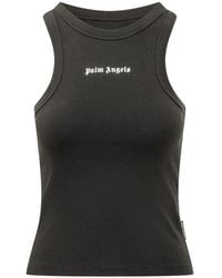 Palm Angels - Logo-Print Ribbed Tank Top - Lyst