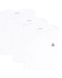 Moncler - Drie T-Shirts Met Logo-Applicatie - Lyst