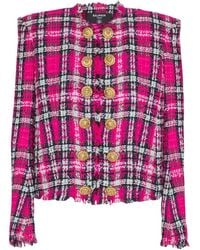 Balmain - Plaid Button Jacket - Lyst