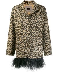 Simonetta Ravizza - Feather Trim Leopard Print Coat - Lyst