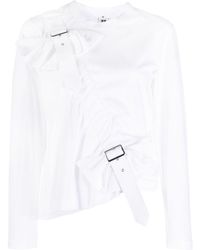 Noir Kei Ninomiya - Ruched Buckle-embellished Cotton T-shirt - Lyst