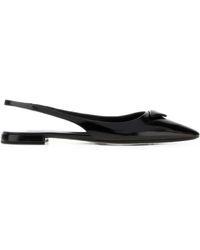 Prada - Logo-Plaque Slingback Flat Pumps - Lyst