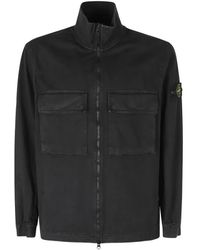 Stone Island - 1200024 Stretch Organic Broken Twill Cotton 'Old' Effect Overshirt - Lyst