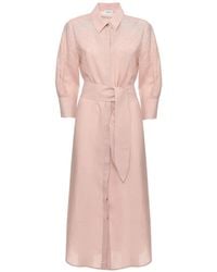 Marella - Rhinestone-Embellished Linen Midi Dress - Lyst