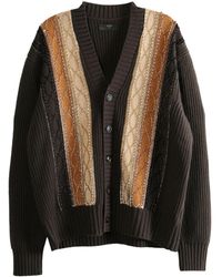 Amiri - Striped-Detail Patterned Cardigan - Lyst