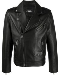 Karl Lagerfeld - Ikonic Leather Biker Jacket - Lyst