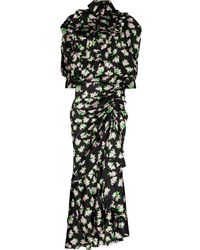 Natasha Zinko - Pixel Flower-Print Draped Maxi Dress - Lyst