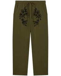 BAZISZT - Celeste Floral-Embroidered Straight-Leg Trousers - Lyst