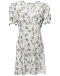Pushbutton - Puffed-Sleeve Patterned Dress - Lyst