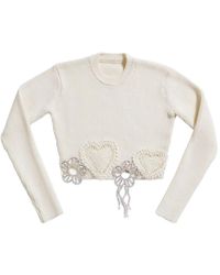 Area - Crystal-Embellished Crochet Sweater - Lyst