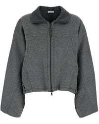 Brunello Cucinelli - Monili-Embellished Zip-Up Jacket - Lyst