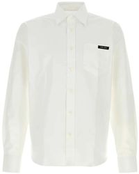 Prada - Popeline-Hemd Mit Logo-Patch - Lyst