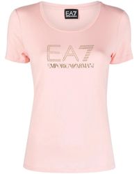 EA7 - T-Shirt À Logo Orné De Clous - Lyst