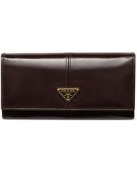 Prada - Logo-Plaque Leather Wallet - Lyst