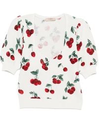 Twinset - Cherry-Print Short-Sleeve Sweater - Lyst