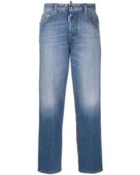 DSquared² - Contrast-Panel Straight-Leg Jeans - Lyst