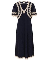 Sea - Shay Lace-Trim Floral-Jacquard Midi Dress - Lyst