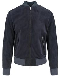 DFOUR® - Suede Ribbed-Trim Bomber Jacket - Lyst