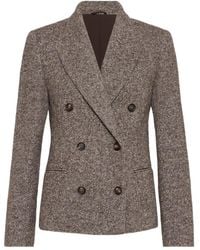 Brunello Cucinelli - Melange Wool Chaqueta con detalles brillantes - Lyst