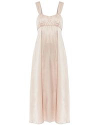 Chloé - Gathered Silk Midi Dress - Lyst