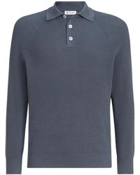 Brunello Cucinelli - Cotton English Rib Knit Polo With Long Raglan Sleeves - Lyst