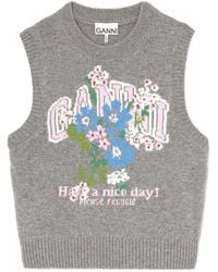 Ganni - Vest With Flowers - Lyst