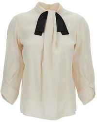 Elisabetta Franchi - Pussy-Bow Long-Sleeve Blouse - Lyst