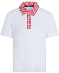 Karl Lagerfeld - Logo-embroidered Bouclé-trim Polo Top - Lyst