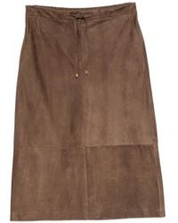 Max Mara - Drawstring-Waist Suede Skirt - Lyst