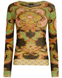 Etro - Floral-Print Long-Sleeve Top - Lyst