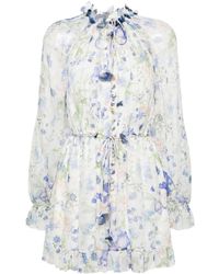 Zimmermann - Natura Flutter Chiffon-Playsuit - Lyst